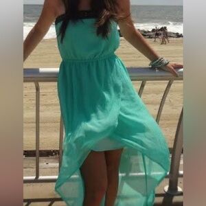 2B Bebe Aqua High Low Dress